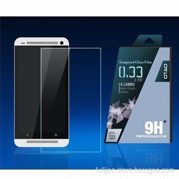 9h 0.15mm 0.2mm 2.5D curved edge round angle tempered-glass screen protector for HTC One/M7